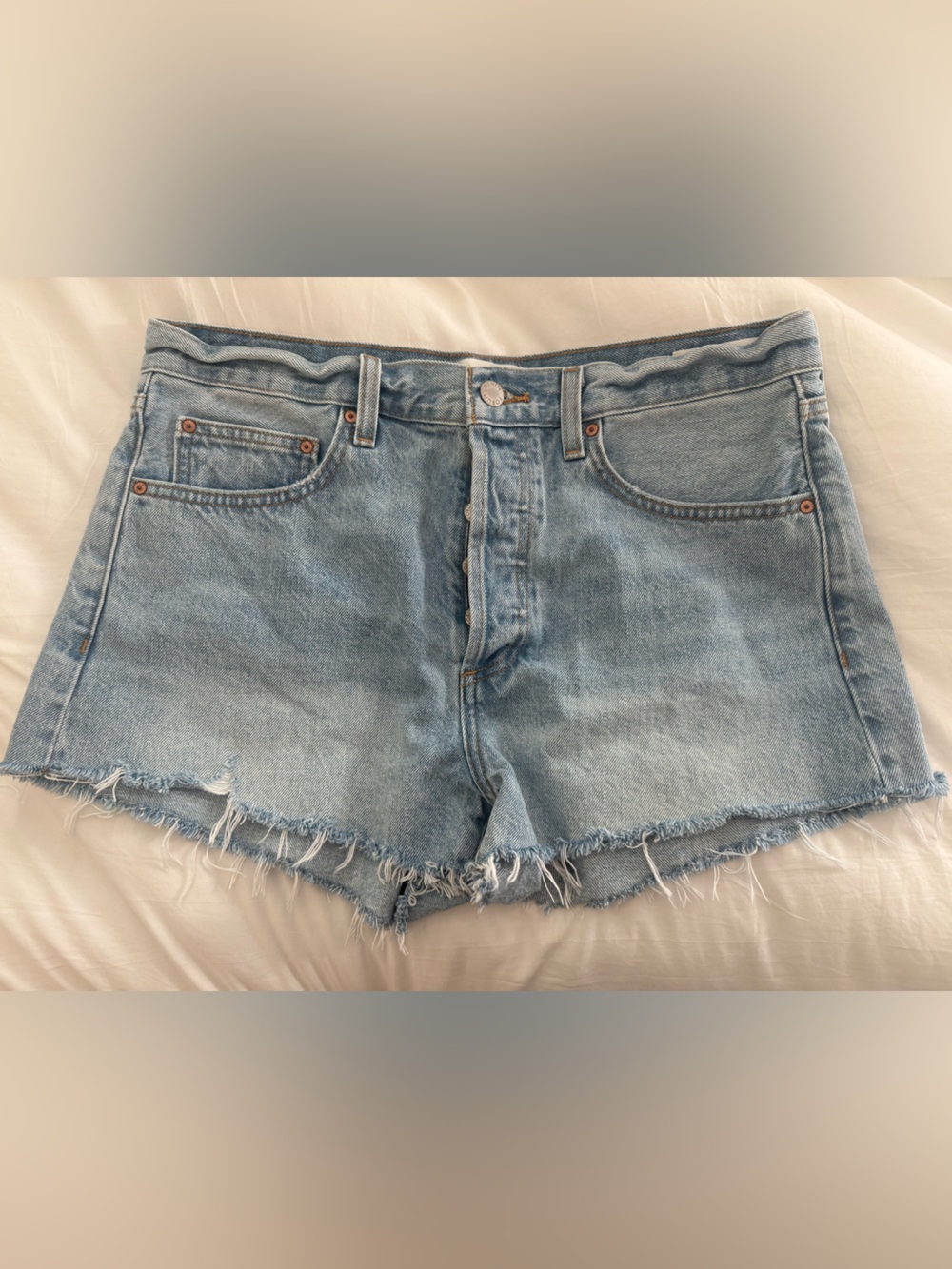 Denim Forum Light Blue Cutoff Jean Shorts
